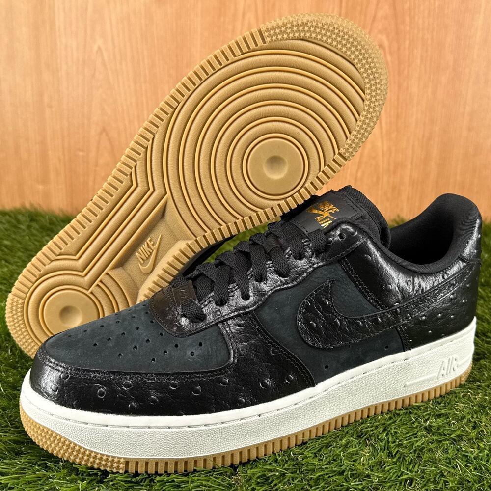Nike Air Force 1 Low 07 Black Ostrich Gum Sneakers DZ2708-002 Women’s Size 10.5